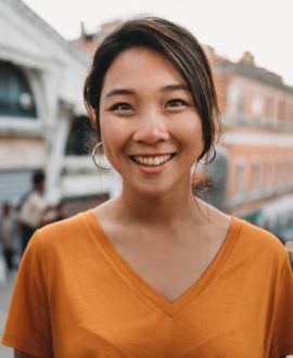 Portrait of a young adult asian woman in Venice
